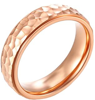 Epinki 6MM Women Titanium Ring, Rose Gold Geometric Jewellery Simple Wedding Ring Size N 1/2