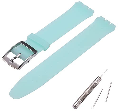MCXGL Silikon Ersatzarmband Ultra-Thin Damenuhrband Kompatibel mit Swatch Skin Serie Uhrenarmband (16mm) (Baby blau)