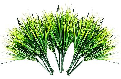 QWORK® 18PCS Herbes Artificielles Exterieur et Interieur, Fausse Plante Résistante aux UV pour Jardin, Maison, Bureau, Mariage, Fêtes (30-40 cm)