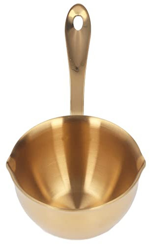 Melting Saucepan Stainless Steel Saucepan Pan with Spouts Stainless Steel Saucepan Professional Home Cooking Sauce Pan with Pour Spouts for Milk Chocolate Hot Oil Gold (White)
