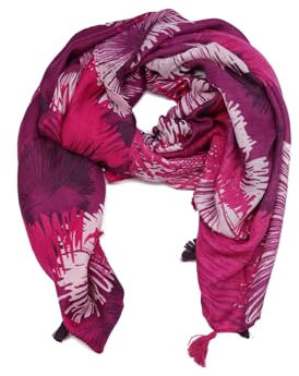 QUEEN HELENA Sciarpa Invernale Calda Scialle Foulard Fantasia Casual Donna SC22-14 (Fucsia, Taglia Unica)