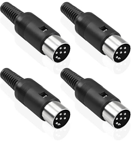 MEIRIYFA DIN 6-Pin Connettore Maschio Spina, 4 Pack Adattatore Audio MIDI Cavo Con Presa Terminali di Saldatura per Mixer, Batteria Elettronica, Tastiera