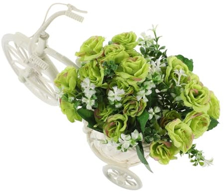 GANAZONO 1stk Fahrrad Blumentopf Draht Rustikales Fahrradmodell Künstlicher Blumenständer Kleine Blumenarrangements Statue Der Fahrradpflanze Plastik Metallische Linie Baby Wagen