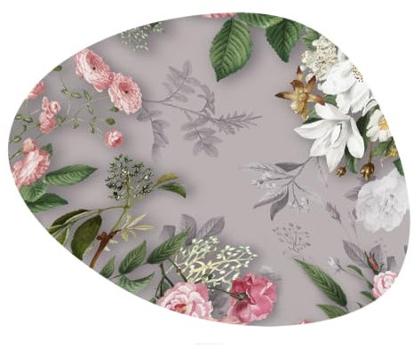 Arco Oval Tischmatte für Tisch mit Aufdruck 36x32 cm - Aufdruck Melanie Grey, mehrfarbige Muster, Bunt - Tischset, Tischdekoration für das Esszimmer, für Esstisch, Küchentisch - Einzigartiges Tischset