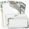 10 Briefpapier mit Briefumschlag SET | Eukalyptus Gold-Look | Papier und Umschlag mit Design-Motiv bedruckt | 90 g/m²