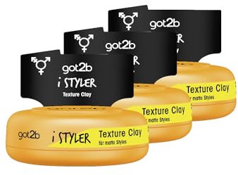 got2b Schwarzkopf iStyler Texture Clay Halt 4 (3x 75 ml), Haarcreme für Männer verleiht einen coolen Matt-Effekt, Haarpaste für einen texturierten, matt definierten Style