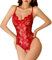 Satohom Bodys Femme Ensembles Lingerie One-Piece Dentelle Badysuit Hot Crotch V-Cou Dentelle avec Nuisettes Vilain Négligé Body Teddy Babydoll Ouverte Le Dos sous-Vêtements Taille Unique