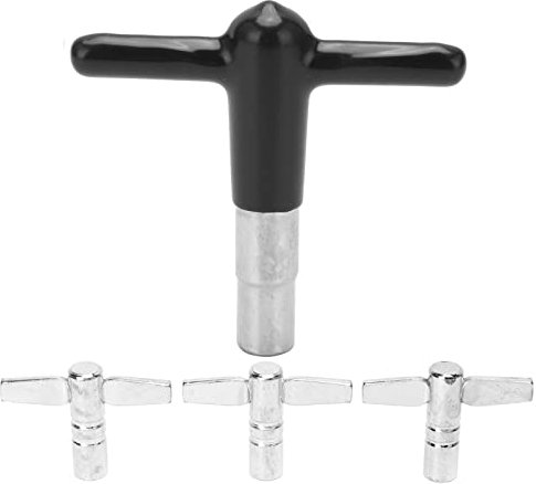 AONYAYBM 4 Stück Trommel-Stimmschlüssel, T-Griff, Metall, Robust, Leichtgängig, Trommelschlüssel-Stimmgerät mit Silikonhülle für die Wartung und Einstellung von Schlaginstrumenten,(Schwarz)