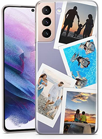 TULLUN Personalisierte Handyhülle für Samsung Galaxy S24 - Collage Foto Ihr Eigenes Bild Design Idea Stil Custom Clear Soft Gel Rubber Schutzhülle - Vier Foto