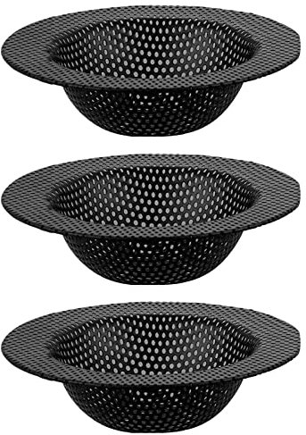 3 Pack Stainless Steel Kitchen Sink Strainer Food Catcher for Most Sink Drains Anti-Clogging Micro Perforation Holes Kitchen Sink Stopper with Strainer Black