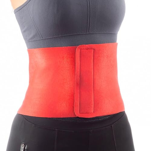 Avilia Fascia Snellente Sportiva con Effetto Sauna - Cintura Modellante Unisex e Chiusura, Dimagrante e Correttiva per la Schiena, in Poliestere e Neoprene, 20x106x0.4cm, Rosso e Nero
