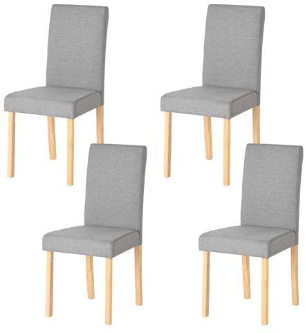 Küchenstühle 4er Set Stühle Esszimmer 4er Set, Holzstühle/Essstuhl/Esszimmerstühle Holz Für Büro/Küche/Esszimmer/Wohnzimmer Stühle aus 3 CM Gummiholzbein/Leinengepolsterter Stuhl Grau 92 CM Hohe