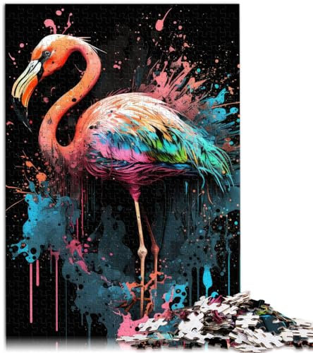Puzzles Geschenke Spielzeug Paintsplash Flamingo 1000 Teile Premium Puzzle Holzpuzzle Familienspiel Stressabbau Schwieriges Herausforderungspuzzle 1000 Teile (50x75cm)