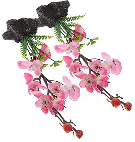 Amosfun 2stücke Dekoration für Sushi-Teller Künstliche Blumenornamente für Japanische Restaurants Geschirr-Dekoration mit Pflaumenblüten-Motiv Tisch-Accessoires für Sashimi-servierplatten