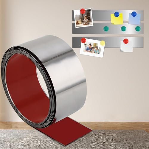 QDYMXUN Bande métallique autocollante pour aimants, rouleau de ruban mémo ferreux flexible pour tableaux d'affichage en studio, bureau, école (argent brillant, 300 x 8,9 cm (L x l)