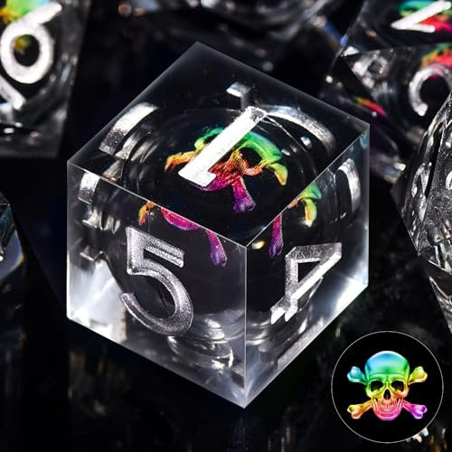 SIQUK 7 Pezzi Set Dadi D&D Dadi Poliedrici Dadi in Resina Dadi Nucleo Liquido per Dungeons and Dragons DND RPG MTG