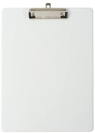 Exacompta - Réf. 19296E - Carton de 10 porte-blocs à pince avec pochette plastique sur le dos - Système d'accroche mural - Dimensions : 23 cm x 32 cm pour document format A4 - Blanc