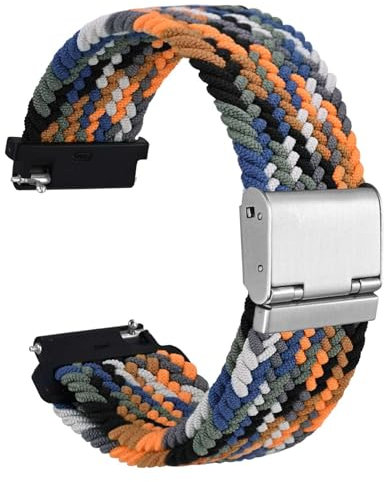 WOCCI 18mm Intrecciato Nylon Cinturino per Orologio da Uomo e da Donna, Regolabile Fibbia Argento (Camo)