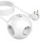 PD 25W Steckdosenleiste Würfel mit 1 USB A und 2 USB C, Steckdosenleiste mit 3 Fach Steckdosenadapter, Kugelbuchse mit 2 m Kabel（3680W 16A für Bürosteckdosen, weiß