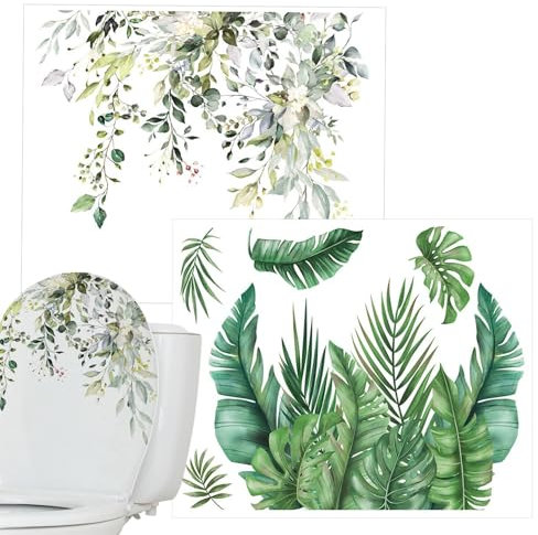 Generic Calcomanías para WC | Pegatinas de Pared - Pegatinas para WC, 2 Piezas/Juego Calcomanías de PVC Plantas y Flores Autoadhesivas para Baño Ventana de C