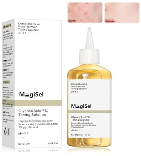 Glycolic Acid Toner, 240ml Glykolsäure 7% Toning Solution, Glykolsäure Peeling 7%-Ige -Lösung Für Hautunreinheiten Und Akne, for Moisturize & Strengthen Skin, Reduces Skin Blemishes, Porenbehandlung
