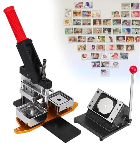 Square Fridge Magnet Maker Machine,DIY Photo Refrigerator Sticker Magnet Press Machine,Fridge Magnet Making Machine Kit,100 Sets of Cardboard/Acrylic Magnets