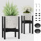 Semiocthome Adjustable Bamboo Plant Stand Indoor with Removable Tray, Wooden Flower Stand, Pot Holders Fits 20cm to 30cm Pots, Indoor Plant Stands for Living Room, Bedroom, Kitchen, 2 Pack - Black