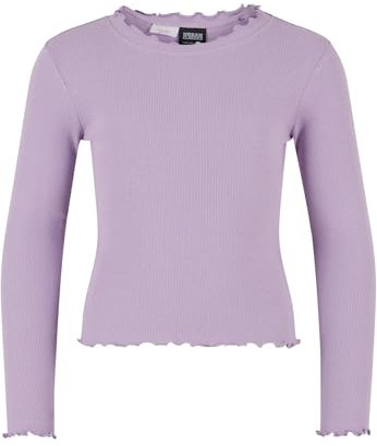 Urban Classics Uck3996-girls Short Rib Longsleeve T-Shirt, Lilla, 110 cm-116 cm Bambine e Ragazze