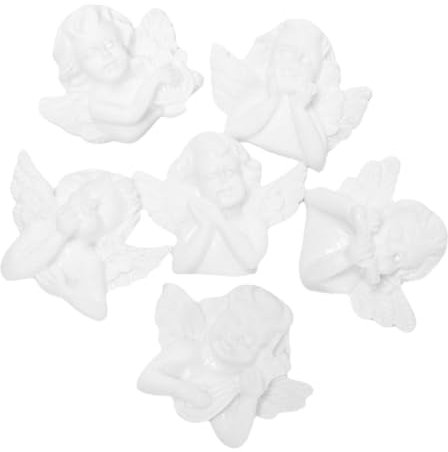 Ciieeo 6 Piezas Escultura barroca del ángel orquillas Pasador Fundas de teléfono Phone Case Fundas moviles Encanto de álbum de Recortes Adornos de la Cubierta del teléfono Resina
