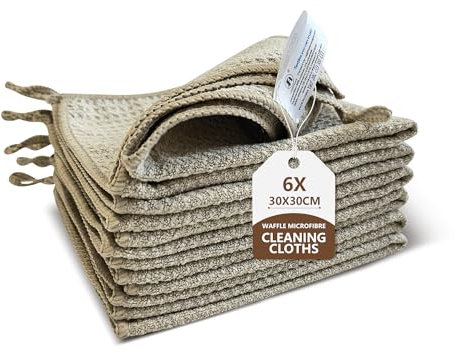 Foyer Nuage Lot de 6 Chiffons gaufrés en Microfibre, 30 x 30 cm, Chiffon de Nettoyage en Microfibre 340 g/m², Chiffon en Microfibre Non Pelucheux pour Le Polissage des miroirs, Acier Inoxydable
