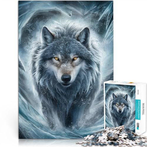 Puzzle für Erwachsene, 1000 Teile Ice Age Wolf Aus Karton für Kinder ab 14 Jahren Hand-Speed-Rennen Weihnachts- und Geburtstagsgeschenke。Größe:38x52cm/14.9x20.4Zoll