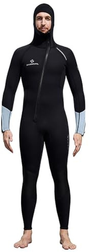 Men,M,Muta in neoprene 3 mm per donna e uomo – Tuta da immersione intera monopezzo con zip frontale e cappuccio, ideale per snorkeling, surf, canoa e immersioni subacquee