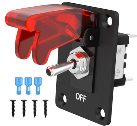 Asyduey Interruptor de Palanca 12V DC 20A Interruptor de Palanca Iluminado 3 Pines ON/Off SPST LED Iluminado con Panel de Montaje