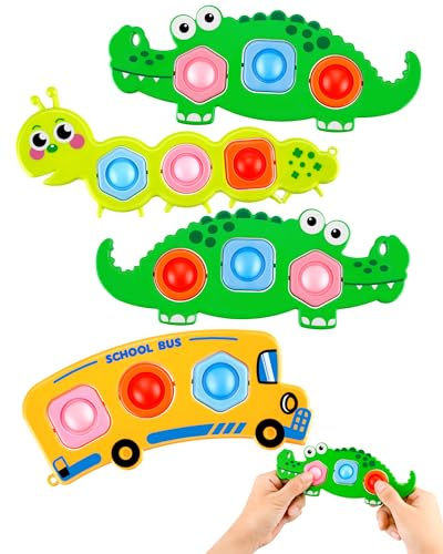4 Piezas Juguetes Fidget - Juguetes Sensoriales Bubble Popper para Niños Bubble Fidget de 12 Meses, Bebé Niños Montessori Regalos de Cumpleaños, Habilidades Sensoriales TDAH