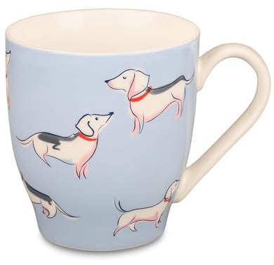 VOLTICO Hugga Mug – 450ml Ceramic Coffee & Tea Mug Dog or Honey Bee Design Comfortable Handle Easy to Clean A Pair of Cups for Home & Office, Kitchen Essentials (Dog)