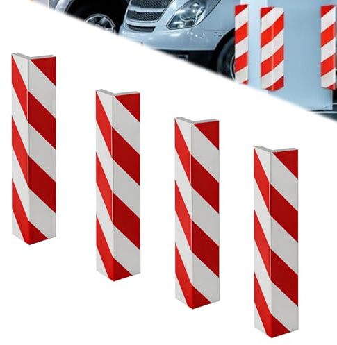 Yunlaishaocer 4 Stück Kantenschutz Garage Selbstklebend, PE Schaumstoff Wandschutz für Garagenwand, Kantenschutz für Ecken und Parkplätze, mit Rot/Weiß Streifen