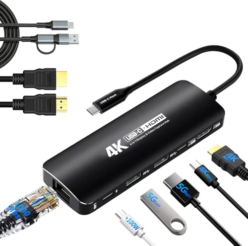 Guermok Capture Dock für Switch2, 4K60 HDMI & USBC Video Capture | Für OBS, PD 100W, Gigabit Ethernet, USB 3.0 Hub, kompatibel mit Steam Deck und Gaming-Handhelds