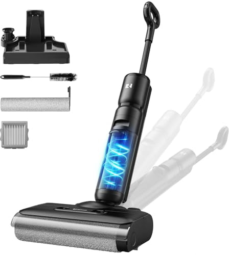 Redkey W13SE Aspiradora Fregadora sin Cable, 75 min Máx., 23KPa Aspiradora en Seco y Húmedo, Autolimpieza, Doble depósito, Aviso por Voz LED, Adecuado para Suelos Duros y Pelos de Mascotas