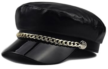 Nanwansu Women Fiddler Cap Newsboy Hat PU Leather Visor Beret Cap