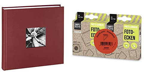 Hama Jumbo Fotoalbum (30 x 30 cm, 100 Seiten) bordeaux + Hama Fotoecken (1.000 Stück) transparent
