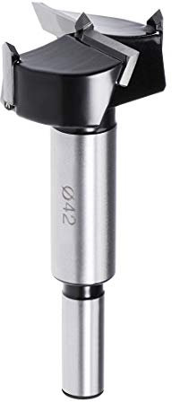 Sourcingmap Forstner Drill Bits 42mm, Tungsten Carbide Wood Hole Saw Auger Opener, Woodworking Hinge Hole Drilling Boring Bit Cutter (Black, Silver Tone)