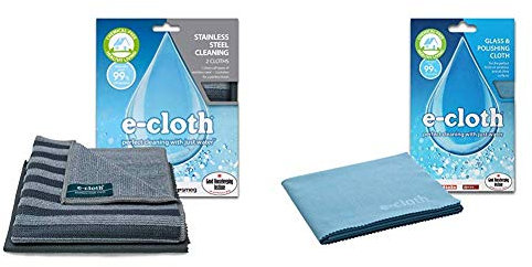 E-Cloth Stainless Steel Cleaning - 2 cloths & Glass & Polishing Cloth