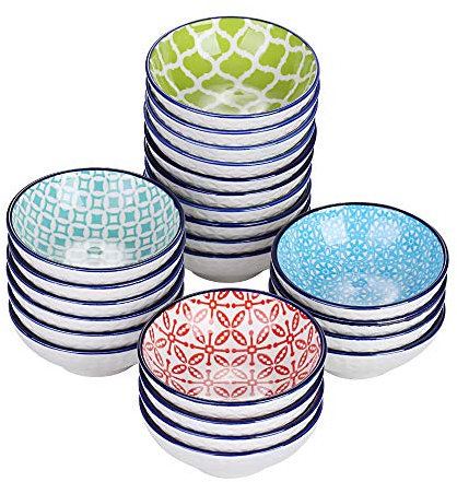 vancasso Porzellan Dipschälchen, Maracon 24-teilig Schälchen bunt, Ø 7,6 cm Snackschalen, Servierschalen
