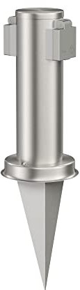 ledscom.de Garten-Steckdosen-Säule PORU mit Erdspieß für außen, 2-Fach, Edelstahl, rund, 27cm