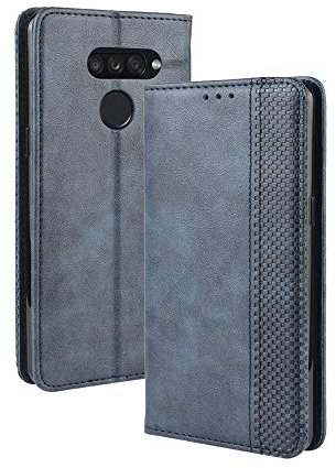 DEDUX Flip Hülle kompatibel mit LG K50S, Retro Leder Brieftasche Abdeckung Magnetverschluss Folio Ständer Kartensteckplätze Handyhülle, Blau