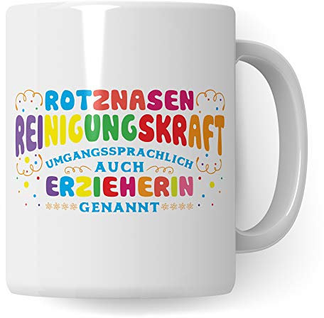 Pagma Druck Erzieherin Geschenk, Herzform Tasse 330 ml, Keramik Becher, Kita & Kindergarten Abschiedsgeschenk