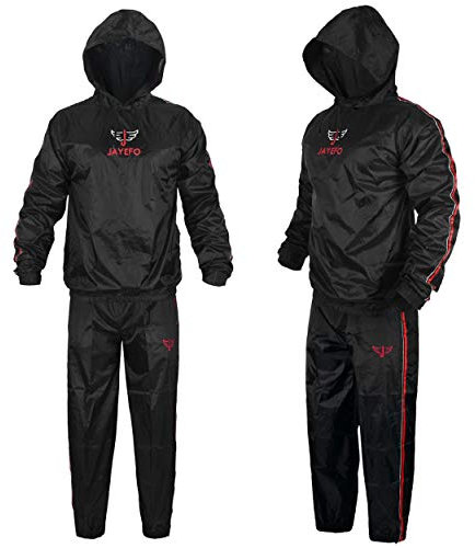 Jayefo Heavy Duty Sauna Suit - Anti-Rip Sweat Suits for Weight Loss for Men & Women with Hood, Waterproof Full Body Waist Trainer for Fitness, Gym & Running, Suit Shaper & Heat Trapping Suit | M