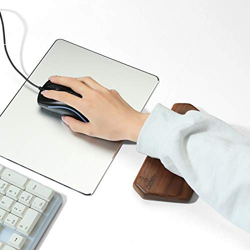 Wooden Keyboard Palm Rest - Walnut Wrist Guard, Solid Wood Mouse Pad - Black Walnut, 6.9in