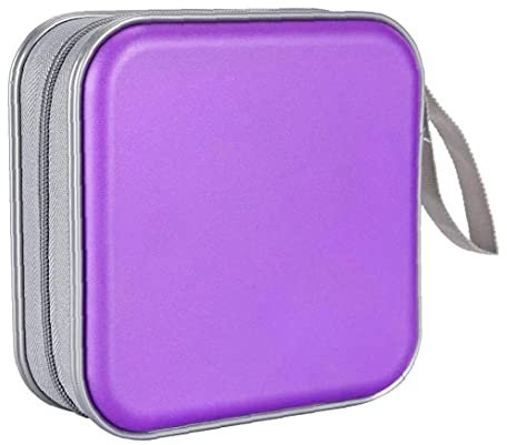 jieerrui CD CD Holder Caja de la Carpeta de DVD DVD Carpeta del Organizador del almacenaje del álbum de plástico Duro 40 Capacidad portátil púrpura