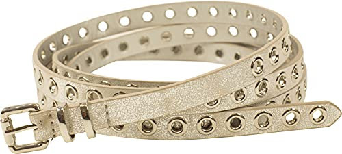 fashionchimp Doppelgürtel für Damen, Wickelgürtel mit Lochnieten-Besatz und Silber-Schließe, Breite ca. 1,5cm (Silbermetallic)